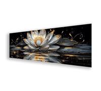Peinture Diamant Fleur, Diamond Painting Adulte Grand Format Lotus, 5D Broderie Diamant Kit Complet, DIY Strass Broderie Point de Croix Loisirs Créatifs pour Decoration Murale Cadeau 30x90 cm K0-552