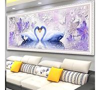Peinture Diamant Kit Complet Broderie Diamant Grand Format 40x80 cm Full Strass, DIY 5D Cygne violet Diamond Painting Adults/Enfant Point De Croix Toile Art Crafts, Home Salon Chambre Décor Gifts