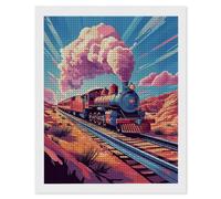 Peinture Diamant Le Train, 5D Diamond Painting Kit Complet, Diamond Painting Adulte et Enfant, Diamant Strass Point de Croix Cristal Art Set pour Décoration Intérieur Murale, Cadeaux 60x80cm y-374