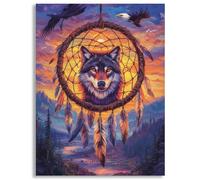 Peinture Diamant Loup, 5D Diamond Painting Kit Complet Full Drill Carré, Travaux Manuels pour Adulte et Enfant, Broderie Strass Point de Croix, Décor Murale Cadeau Attrape-rêves, 10x15cm,z@763