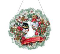 Peinture Diamant Noël Double Face Pendentif, 5D DIY Kit Diamond Painting Noel Pendentif, Christmas Pendant Kit pour Débutants Mur Porte Fenêtre Hanging Décoration (Red)