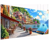 Peinture Diamant Painting Bord la mer 5D Diamond Painting Adulte Ville Kit Broderie Diamant DIY Carré Full Drill Cristal Point de Croix Art Artisanat pour Tableau Decoration Murale 40x80 cm S2-573