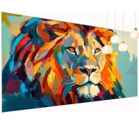 Peinture Diamant Painting Coloré 5D Diamond Painting Adulte Lion Kit Broderie Diamant DIY Carré Full Drill Strass Cristal Point de Croix Art Artisanat pour Tableau Decoration Murale 40x90 cm S2-1073