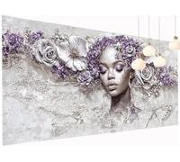 Peinture Diamant Painting Femme 5D Diamond Painting Adulte Fleur Kit Broderie Diamant DIY Carré Full Drill Strass Cristal Point de Croix Art Artisanat pour Tableau Decoration Murale 100x200 cm S2-1005