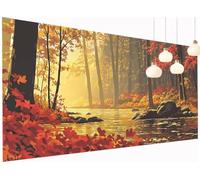 Peinture Diamant Painting Forêt 5D Diamond Painting Adulte Ruisseau Kit Broderie Diamant DIY Rond Full Drill Strass Cristal Point de Croix Art Artisanat pour Tableau Decoration Murale 30x60 cm S2-610