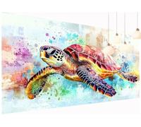 Peinture Diamant Painting Graffiti 5D Diamond Painting Adulte Tortue Kit Broderie Diamant DIY Carré Full Drill Cristal Point de Croix Art Artisanat pour Tableau Decoration Murale 30x60 cm S2-625