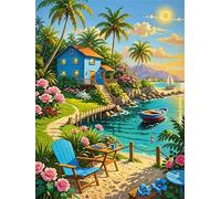 Peinture Diamant Painting Kit Fleur de Plante Tropicale, 5D Diamant Painting Complet Kits, Bricolage Square Diamond Painting Cristal Point de Croix Arts Artisanat pour Maison Décoration 30x40cm