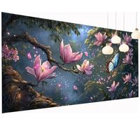 Peinture Diamant Painting Orchidée 5D Diamond Painting Adulte Papillon Kit Broderie Diamant DIY Carré Full Drill Cristal Point de Croix Art Artisanat pour Tableau Decoration Murale 40x90 cm S2-473