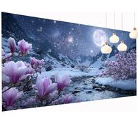 Peinture Diamant Painting Orchidée 5D Diamond Painting Adulte Scène neige Kit Broderie Diamant DIY Rond Full Drill Cristal Point de Croix Art Artisanat pour Tableau Decoration Murale 40x80 cm S2-574