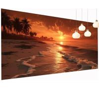 Peinture Diamant Painting Plage 5D Diamond Painting Adulte Coucher soleil Kit Broderie Diamant DIY Rond Full Drill Cristal Point de Croix Art Artisanat pour Tableau Decoration Murale 100x200 cm S2-910
