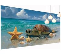 Peinture Diamant Painting Plage 5D Diamond Painting Adulte Tortues mer Kit Broderie Diamant DIY Rond Full Drill Cristal Point de Croix Art Artisanat pour Tableau Decoration Murale 40x90 cm S2-954