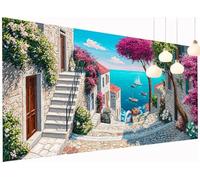 Peinture Diamant Painting Ville 5D Diamond Painting Adulte Bord la mer Kit Broderie Diamant DIY Carré Full Drill Cristal Point de Croix Art Artisanat pour Tableau Decoration Murale 90x180 cm S2-593