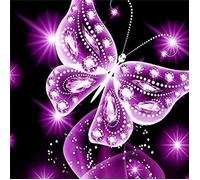 Peinture Diamant - Papillon Violet - 30x30cm - DIY - Kit pour Adultes et Enfants