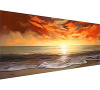 Peinture Diamant par Numéros Kit Adultes La Grande Taille 80x40cm DIY 5D Plage du coucher de soleil Diamond Painting Kits Cristal Strass Mosaïque Point De Croix Broderie Maison Mur Décor S-409