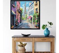 Peinture Diamant Paris Broderie Diamant Kit Complet Lot de 2 35x35cm,Rue Diamond Painting 5D Carré Full Drill,DIY Artisanat d'Art Mural,Tableau Mosaïque en Strass pour Décoration de Salon,2p492p