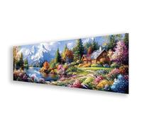 Peinture Diamant Paysage, Diamond Painting Adulte Grand Format Montagne, 5D Broderie Diamant Kit Complet, DIY Strass Broderie Point de Croix Loisirs Créatifs pour Decoration Murale 90x270 cm K0-84