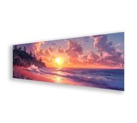 Peinture Diamant Paysage, Diamond Painting Adulte Grand Format Océan, 5D Broderie Diamant Kit Complet,DIY Strass Broderie Point de Croix Loisirs Créatifs pour Decoration Murale Cadeau 60x180 cm K0-114