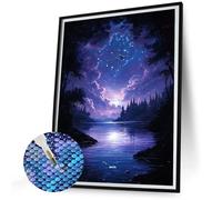 Peinture Diamant Paysage, Kit Diamond Painting Enfant Lac 5D Painting Diamant Adulte, DIY Broderie Diamond Point de Croix Set Cristal Art Gemme Paintings, Loisirs Creatif Adulte Artisanat 60x80 N-199
