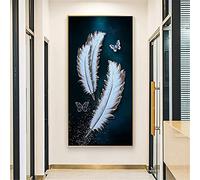 Peinture Diamant Plume Papillon Broderie Diamant Kit Complet 5D DIY Diamond Painting Point De Croix Kits Complet Strass Diamant Painting Mosaique Artisanat Maison Décoration Murale 40x120cm/16x47in