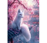 Peinture Diamant Renard Blanc Animal Diamond Painting Adulte Grand Format 50x70cm, DIY 5D Diamant Painting kit Diamant Strass Point de Croix Cristal Painting Diamant Kits pour Murale Décoration