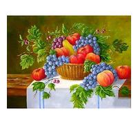Peinture Diamant Salon 5D DIY par numéro Kit complet diamant diamant painting Nature morte aux fruits perceuse Point de Croix broderie Décoration murale pour la maison Art U619 50x70cm