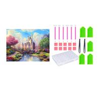 Peinture Diamant Thème Château Arc-En-Ciel, 24 Pièces, Kit D'outils De Bricolage, 1 Kit De Broderie 5d, Points De Croix