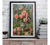 Peinture Diamant Thème "Pivoine Et Thé" 5d, Perceuse Ronde, Point De Croix, Mosaïque, Couverture Complète, Broderie, Fleur D'art Mural, Décoration De Maison En Diamant