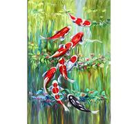 Peinture Diamant Thème Poisson Rond, Kit Complet De Broderie, Points De Croix, Animaux, Décorations Pour La Maison