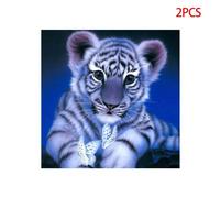 Peinture Diamant Thème Tigre Et Pappillon, 2 Pièces, Broderie 5d Faite À La Main, En Résine, Image D'animaux En Point De Croix, À Faire Soi-Même, Pour La Maison