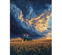 Peinture Diamant Tracteur Diamond Painting Adulte Champ Diamond Painting Accessoires Kit Complet, Peinture Diamant Artisanat Strass Point de Croix pour Adultes, Decoration Maison 70X90CM, Model 625