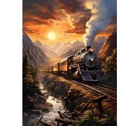 Peinture Diamant, Train à déplacement lent,J,50 * 70cm Broderie Diamant Kit Complet,Diamant Painting Kits pour Adultes,Diamond Painting Décoration Murale