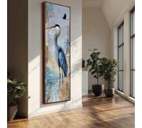 Peinture d'oiseaux - Décoration murale verticale nature - Impression abstraite d'oiseaux - Art sur toile représentant des animaux hauts et étroits - Tableau en trois panneaux (35 x 105 cm/sans cadre)
