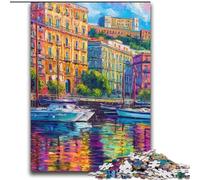Peinture du Front de mer de Naples.Italie Puzzle pour Adultes et Adolescents Puzzle de 2000 pièces Convient aux Personnes de 14 Ans et Plus Amusement en Famille pour Toute la Famille
