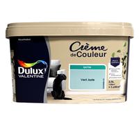 Dulux Valentine Crème de Couleur - Peinture multi-supports intérieure - Satin Vert Jade 2,5 L