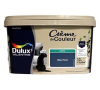 Dulux Valentine Crème de Couleur - Peinture multi-supports intérieure - Satin Bleu Paon 2,5 L