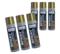 Peinture en aérosol Dorure 6 x 200 ml - Brillant - Lot de 6 bombes de 200 ml - Séchage rapide - Peinture en or brillant - Spray pour bois, pierre, mur, métal, verre pour décoration