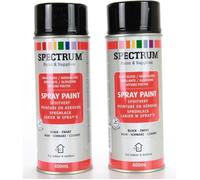 Peinture en Aérosol - NOIR BRILLANTE - Lot de 2 - 400ml - Séchage rapide - Acrylique