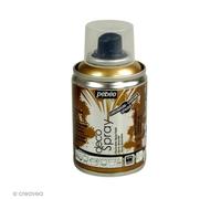 Pébéo - DecoSpray - Peinture Acrylique en Spray - Pour Décoration Multi Supports en Intérieur et Extérieur, Base Solvant, Faible Odeur, 100 ml, Finition, Chrome Doré