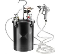 Peinture en bombe Réservoir sous pression 15 L - Kit pistolet à peinture - Tuyaux, manomètre et réservoir de peinture - Pistolet à air avec buse de 4 mm - Pression réglable jusqu'à 60 psi