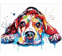 Peinture en chiffres avec cadre Peinture - Chien coloré 50 x 40 cm