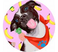 Peinture en chiffres ronde - Sourire de chien 40cm