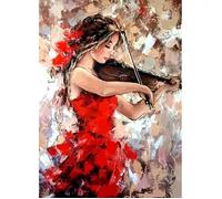 Peinture en diamant - Art Femme Violon - 30x40 cm - Résine - Décoration murale - Style contemporain