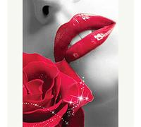 Peinture en Diamant Broderie Diamant kit Complet, Rose à lèvres rouge 5d DIY Diamant Painting Broderie Toile idéal pour la décoration à la Maison/Salon/Chambre/Bureau 40x50cm