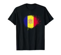 Peinture en Spray Motif Drapeau de l'Andorre T-Shirt Graphique avec Valeur