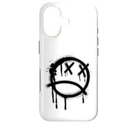 Peinture en Spray Motif Visage Triste Noir Graffiti Coque pour iPhone 17