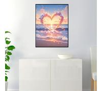 Peinture Enfant Amour, DIY Acrylique Pigment Toile Peinture Numero Adulte 40x50cm, Activité Manuelle Adulte, Applicable à Famille Les Murs Décoration, Idéal Comme Cadeau Festival, Avec cadre OcéAn A-3