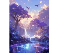 Peinture Enfant Cascade, Acrylique Pigment Toile Peinture Numero Adulte 50x70cm, Activité Manuelle Adulte, Applicable à Famille Murs Décoration, Idéal Comme Cadeau Festival, Avec cadre Oiseau A-628