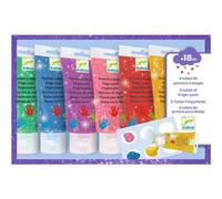 Djeco Peinture enfant - Tubes de peinture à doigts avec paillettes