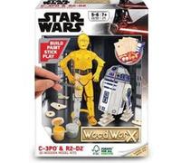Wood Worx - Star Wars - C-3PO et R2-D2 - Jeu de Construction - Jeu Créatif pour Enfants à Partir de 8 Ans - Pièces en Bois - Maquettes en 3D - 5 à 7 Joueurs