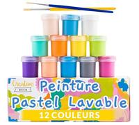 Peinture Enfant Lavable Doigt - Creative Deco - 12x20ml - Couleurs Pastel Intenses et Pigmentées